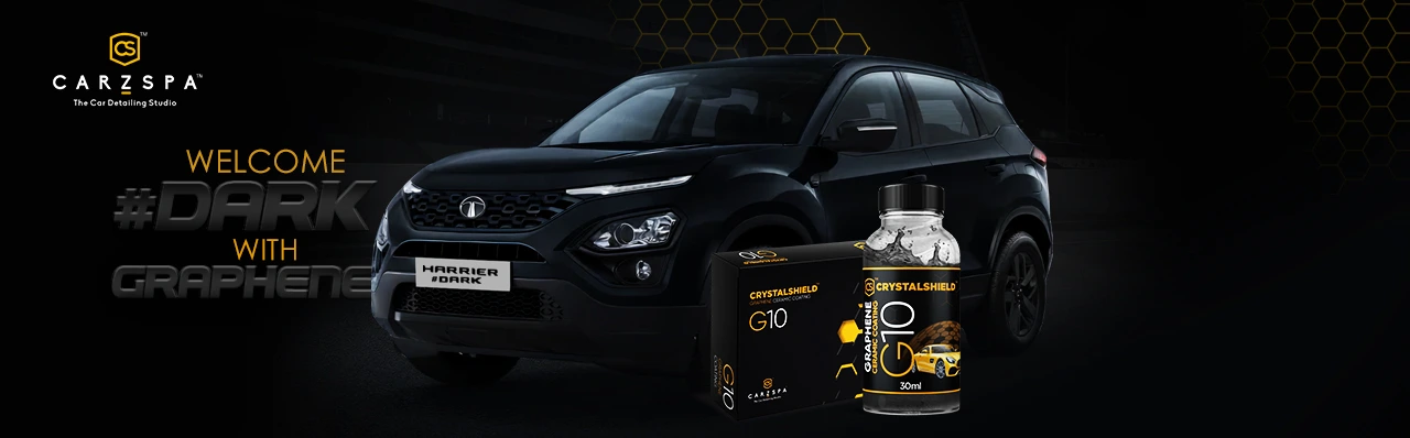 A concept image of the dark edition of Tata Harrier with G10 Graphene Ceramic Coating on the side