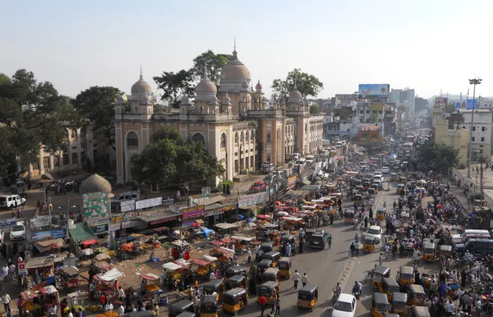 Traffic view clicked from atop Char Minar in Hyderabad