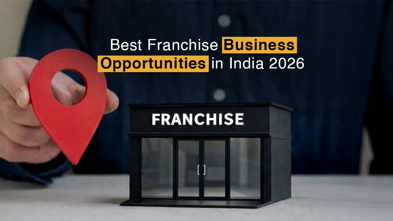 A graphical image showcasing a franchise outlet while a man places a location pin next to it