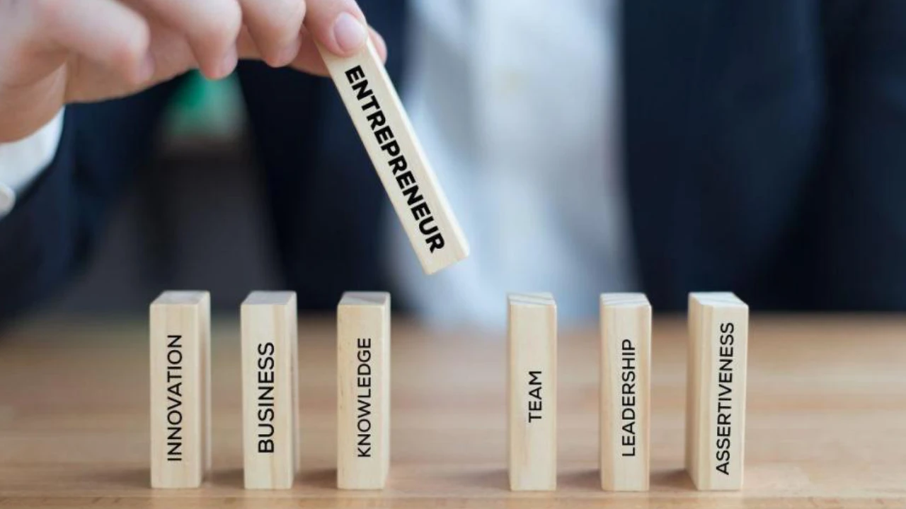 concept image of wooden blocks showcasing the step towards entrepreneurship