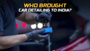 A CarzSpa detailer applying a ceramic coating to a luxury car, illustrating the evolution of car detailing in India.