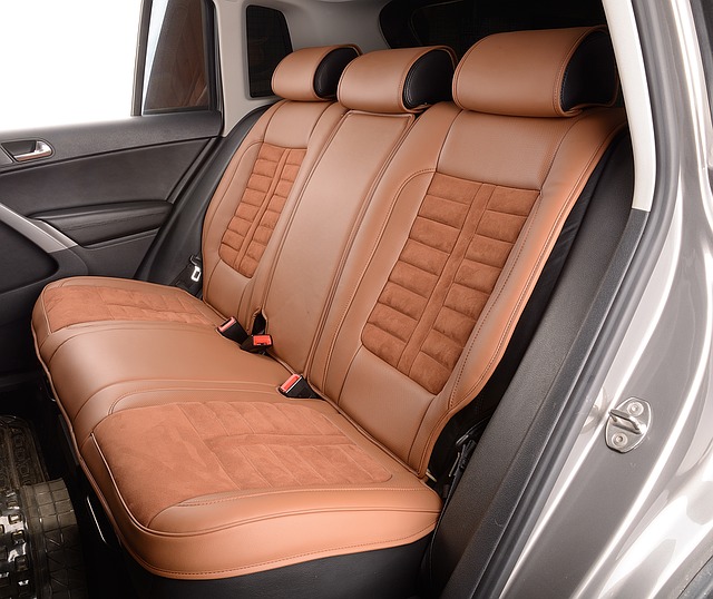 Rear seats of a car with leather upholstery