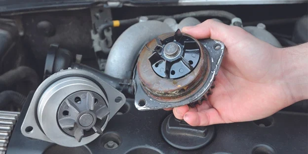 Corrosion on the fuel tank cap of a car