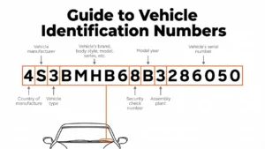 A graphic view of a 17-digit Vehicle Identification Number (VIN) on a modern car.