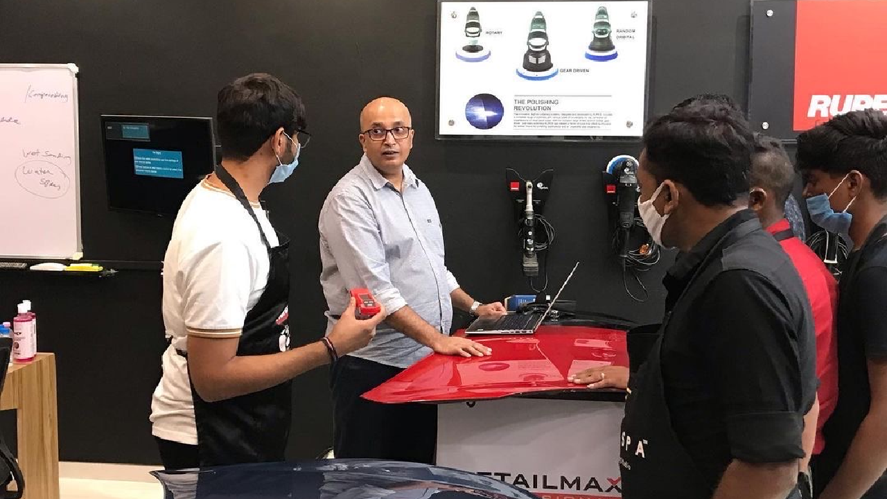 Mr. Anckur Sama conducting a training session with budding detailers at his academy