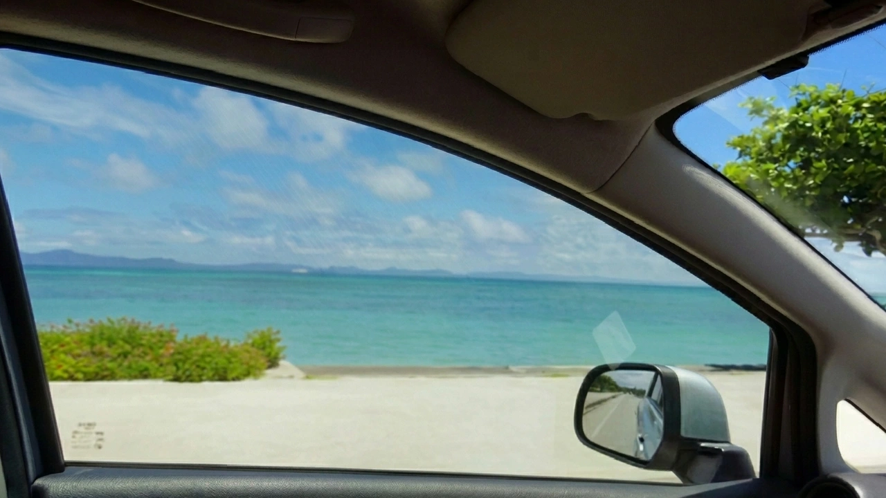 A thermal camera view showing the temperature difference between a car with sun control film and one without.