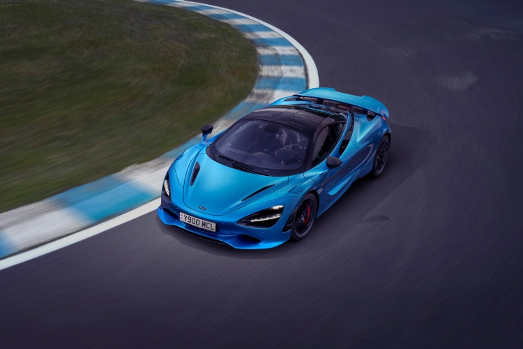 McLaren 750S driving on a racetrack