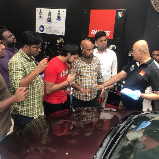 Car detailing expert Anckur Sama conducting training of franchise owners