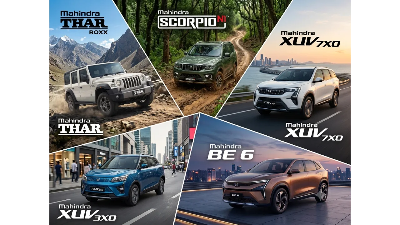 Top 5 Mahindra cars in India in 2026 including Thar Roxx, Scorpio-N, XUV 7XO, BE 6 and XUV 3XO