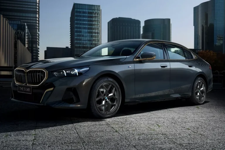 A BMW 5 Series Long Wheelbase parked in the shade
